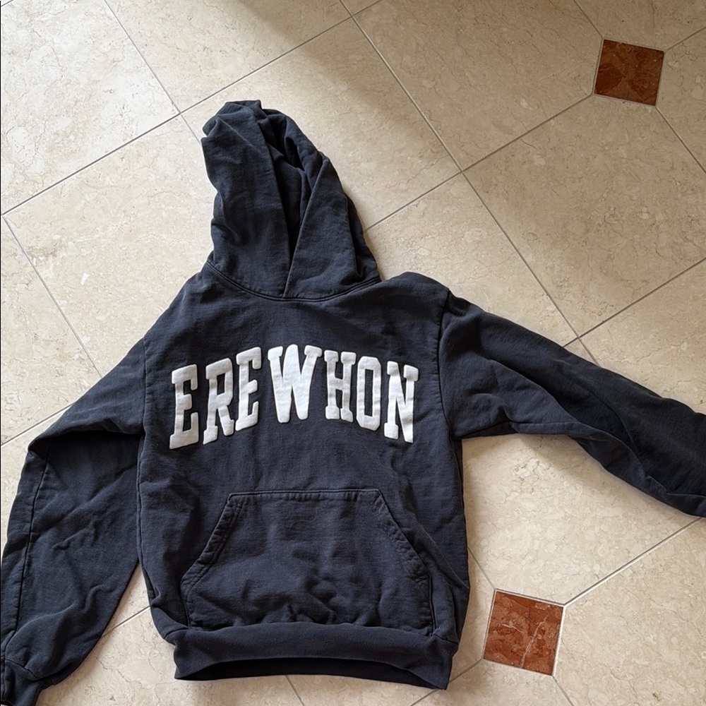 Erewhon Black Pullover Hoodie with White Lettering